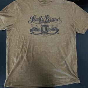 Vtg Lucky Brand Men's XL Blue Green Motorcycle‎ Graphic Tee Style Shirt Denim